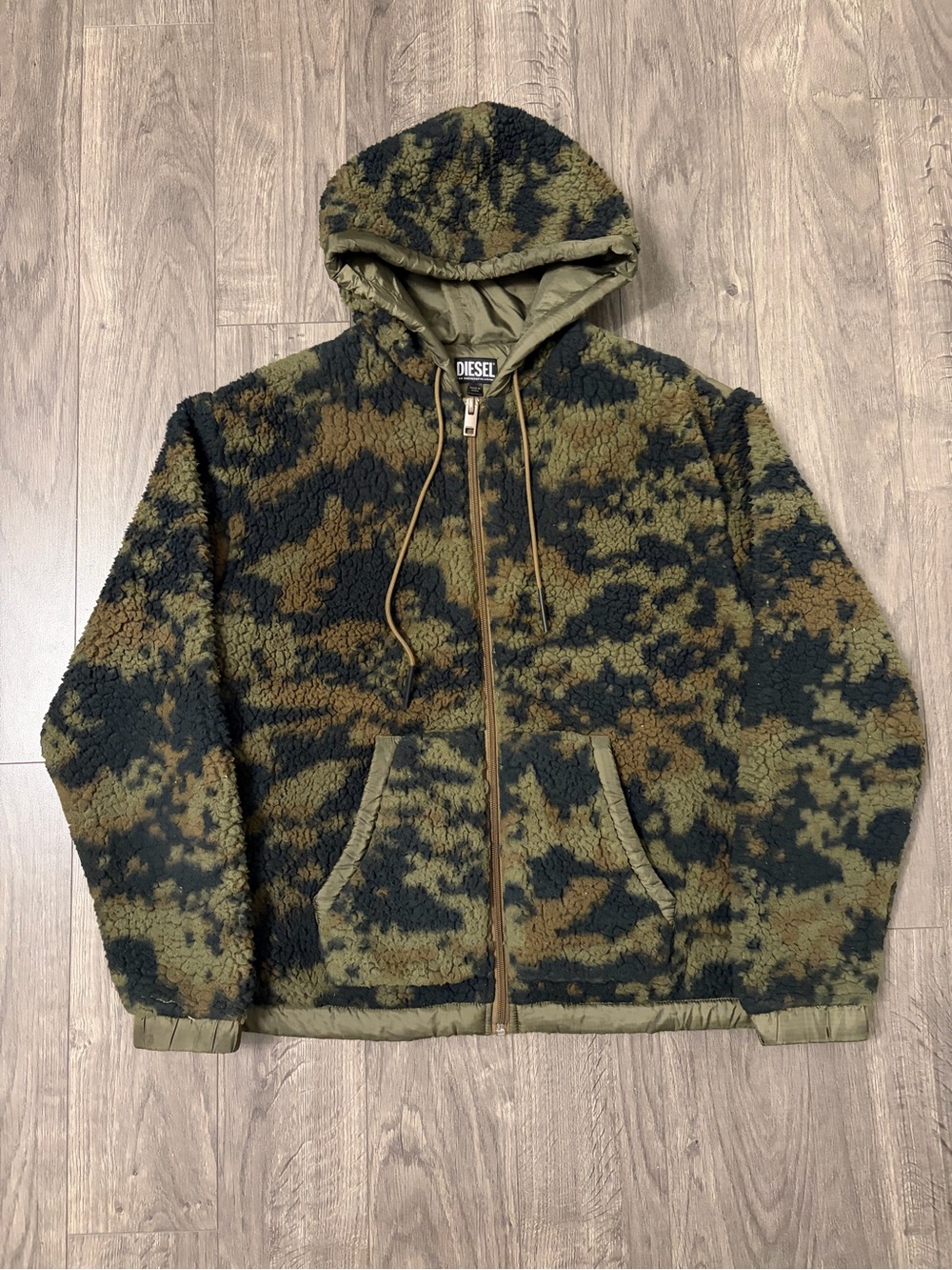 Diesel S-Zat Hoodie / S-Luck Jacket Camouflage Fleece Camo Fleece Jacket Green